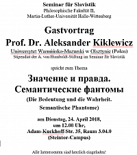 Einladung zum Gastvortrag von Herrn Professor Kiklewicz