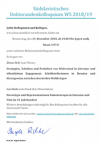 Südslavistisches Doktorandenkolloquium