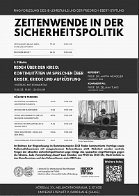 Flyer zum Vortrag "Reden über den Krieg"